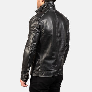 Luxury Black Classic Sheepskin Natural Leather <b>Jackets</b> Mens Genuine Leather <b>Jacket</b> Fashion <b>Slim</b> <b>Fit</b> Motorcycle Coats Male Custom - Product Image 5