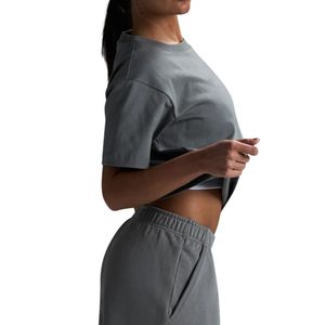 Camiseta Oversize de Algodón para Mujer con Hombros Caídos, Manga Corta, Cuello Redondo, Estilo Casual Básico, Fabricante OEM ODM, Venta al por Mayor - Product Image 2