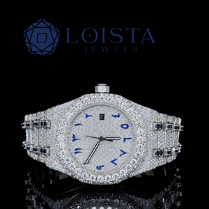 Loista Jewels Custom Classic Fashion Luxury Sport Iced <b>Arabic</b> Quartz Glass <b>Watch</b> Clarity Lab Created Diamond Stainless Steel - Product Image 1