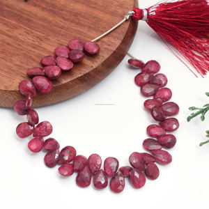 Natural <b>Ruby</b> Red Faceted Pear Shape Gemstone Beads Strand 8 Inch 5.5x7mm to 7.5x10.5 mm Handmade Jewelry Supplies - Product Image 2