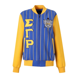Chaqueta Deportiva Sigma Gamma Rho de Forro Polar con Rayas, Estilo Universitario, con Cierre, Cálida, Personalizable con Bordado OEM - Product Image 2