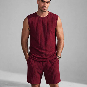 Conjunto de Shorts Casuales de Verano para Hombre 2026, Color Liso, 100% Algodón Jersey, Secado Rápido, Tejido, con Logotipo Personalizado, Conjunto Doble - Product Image 1