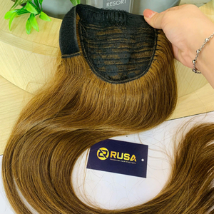 Extensions de cheveux humains vietnamiens en queue de cheval, cheveux vierges en vrac, prix abordable, couleur marron, longs et lisses - Product Image 5
