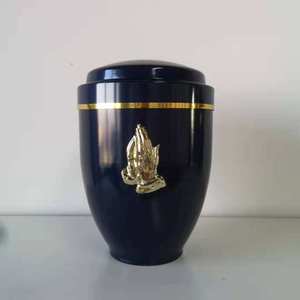 Urna Funeraria de Metal Negro con Cruz Dorada, Urna Conmemorativa de Sobremesa, Florero con Grabado Personalizado, Recuerdo Conmemorativo - Product Image 3