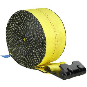 Sangles de treuil 4 po x 30 po avec capacité de charge de 6 000 lb et résistance à la rupture de 18 000 lb, attaches à cliquet à crochet plat pour camions à plateau et marchandises - Product Image 6