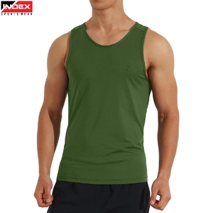 INDEX SPORTS WEAR Camiseta sin Mangas para Hombre, Color Verde Sólido, Cuello Redondo, Transpirable, Tejida, Deportiva, para Fitness - Product Image 1