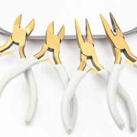 Pince à bec effilé rose de 4,5 pouces, pince à bec rond, pince diagonale, ensemble de trois pièces en blister, mini-pince à bijoux