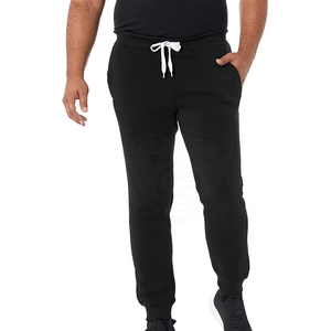 Pantalon de survêtement en coton noir pour homme, taille élastique avec cordon de serrage, décontracté, poches latérales, respirant, idéal pour l'automne, qualité supérieure 100% - Product Image 4