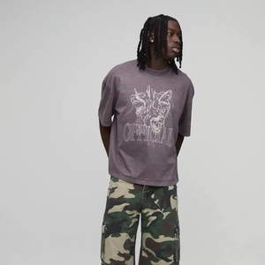 Camiseta oversize de corte holgado para hombre, hombros caídos, algodón grueso, estilo streetwear, fabricante de camisetas con logo personalizado - Product Image 1