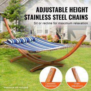 Universal 2-Person Wooden <b>Hammock</b> Stand Larch Wood Arc Adjustable 475 Lbs Capacity Fits 9-13 ft <b>Hammocks</b> - Product Image 3