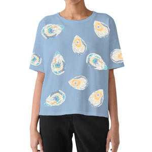 Camiseta de Algodón Premium para Mujer, Estilo Holgado y Casual, Transpirable, con Diseño Personalizado para el Festival de la Temporada de Ostras, Color Lavanda, OEM/ODM - Product Image 4