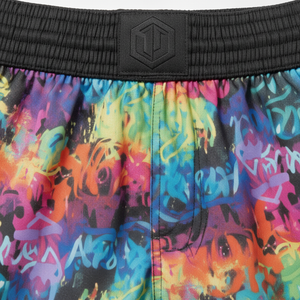 Shorts imprimés graffiti colorés unisexes, shorts de combat à séchage rapide, coupe régulière pour adultes - Product Image 2