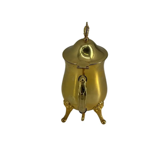 Gold Regency Lidded Coffee Pot Vintage Shiny Brass Coffee Server Ornate Metal Beverage Pot Classic Tablescape Decor Elegant Tea - Product Image 3