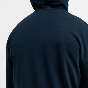 <b>Men's</b> <b>Navy</b> Blue Zip-Up Hoodie Regular Fit Cotton French Terry Casual Hooded Sweatshirt Solid Color Autumn Wear - Product Image 5
