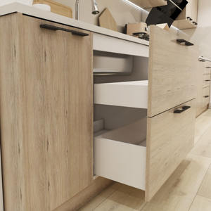 Armoire en bois blanc de style européen personnalisée JY Project, armoire de cuisine attrayante pour villa moderne et cuisine d'appartement de luxe - Product Image 4