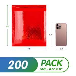ซองจดหมายกันกระแทก200แพ็คสีแดงเมทัลลิคซองจดหมายกันน้ำขนาด8.5x11นิ้วสำหรับจัดส่งสิ่งของที่เปราะบางถุงไปรษณีย์ที่สดใส - Product Image 2