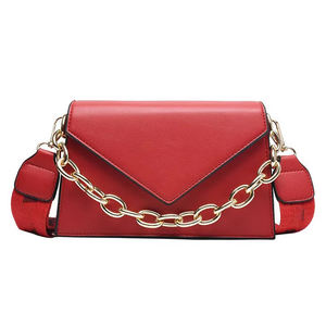 Sac à bandoulière en cuir PU rouge avec chaîne, sac à main pour femme, usage quotidien - Product Image 2