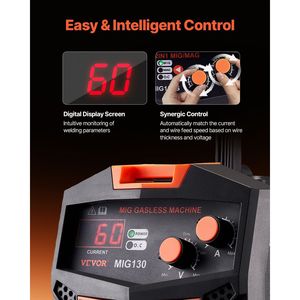 Soldadora MIG Sinérgica de 130 Amperios, Portátil, 110V, Inversor IGBT, Soldadora sin Gas con Núcleo Fundente, Máquina de Alto Rendimiento para Soldadura - Product Image 4