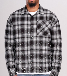 Chemises décontractées en flanelle à carreaux noirs et jaunes pour hommes, coupe classique, manches longues, avec service OEM - Product Image 3