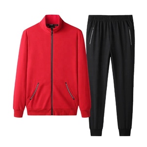 High Quality Men's Plain Track Suit With 2 Belly Pockets Fitness Slim Fit High Neck Jacket & Pants Full Zipper Front Sweat Suit - Product Image 3