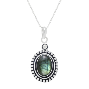 Pendentif ovale en argent sterling 925 de luxe avec cabochon en lapis-lazuli et pierre précieuse bleue gravée, bijoux en argent en gros - Product Image 5