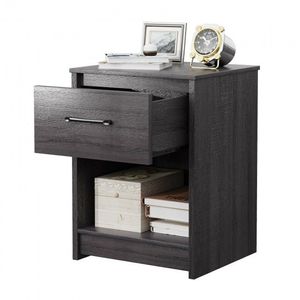 Wooden End <b>Side</b> Table Nightstand with Drawer Storage Shelf - Product Image 1