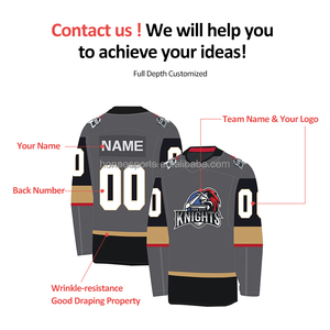 Jersey de Hockey sobre Hielo Personalizado Negro y Rojo, Cuello en V, Manga Larga, Nombre y Número Personalizados, Uniforme de Equipo Unisex, Transpirable y Ecológico - Product Image 3