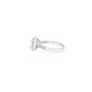 Classic Women's 925 Sterling Silver Cubic Zirconia Engagement <b>Ring</b> Round Brilliant Cut Pave Setting Halo Design - Product Image 3