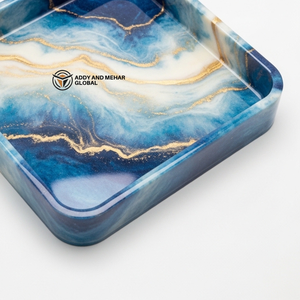 Luxury Square Purple Resin Storage Tray <b>Silver</b> Vein Amethyst Effect Decorative Platter for <b>Coffee</b> <b>Table</b> & Modern Home Decor - Product Image 4