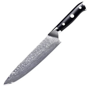 มีดเชฟเหล็กดามัสกัสคุณภาพสูง Prestige Blades ด้ามไม้แบบเต็มด้าม ผิวขัดเงาแบบกำหนดเอง ใช้งานได้ทั้งมือซ้ายและขวา ปลอดภัยสำหรับเครื่องล้างจาน - Product Image 5