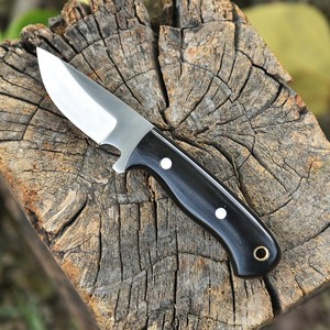 Drop Point Camping <b>Knife</b> High Carbon Steel Blade Bull Horn <b>Handle</b> Leather Sheath Outdoor Survival Tactical Fixed Blade EDC <b>Knife</b> - Product Image 3