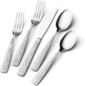 Juego de Cubiertos Metálicos de Fácil Limpieza, 5 Piezas, Diseños Personalizables, Juego de Cubiertos de Acero Inoxidable de Grado Alimenticio, Cubertería de Alta Calidad - Product Image 2