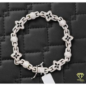 Luxury Moissanite Flower Link <b>Bracelet</b> in 925 Sterling <b>Silver</b> Iced Out VVS Diamond Tester Approved Hip Hop Statement Jewelry - Product Image 6