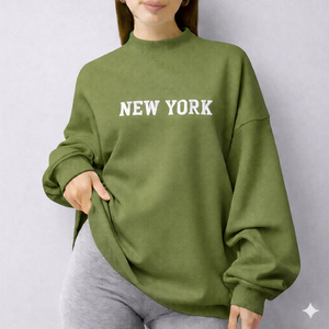 Women’s Loose Fit <b>Mock</b> <b>Neck</b> <b>Top</b> Winter 2026 Casual Pullover Oversized Street Style Pure Cotton Comfort Wear Front Chest Logo - Product Image 1