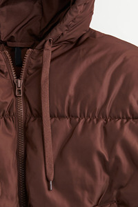 Blouson bomber à capuche avec manches bouffantes et fermeture éclair, manteau d'hiver court pour femme, tissé, écologique - Product Image 5
