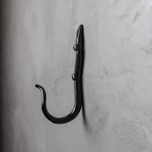 Classic <b>Black</b> Forged Iron Wall Hook Strong Metal Hanging Holder For Coats Bags <b>Scarfs</b> Keys Towels Bedroom Bathroom Entryway - Product Image 1