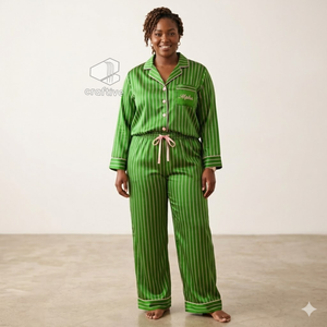Alpha | Kapa | Alpha Sorority Women's Striped Pajama Set Button-Front <b>PJs</b> With Drawstring Pants Comfortable Sleepwear Loungewear - Product Image 6