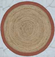 Tapis d'appoint en jute tissé à la main, style bohème chic, bordure verte, décoration de maison de style farmhouse