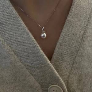 Collier en perles Edison, perles d'eau douce naturelles, argent pur S925, style cils, pendentif unique avec lumière intense, qualité supérieure - Product Image 4