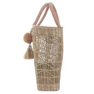 Handwoven Vintage Seagrass Casual <b>Tote</b> <b>Bag</b> with Wave Pattern & Tassel Charm Open Closure Straw <b>Beach</b> Handbag for Home & Fashion - Product Image 5