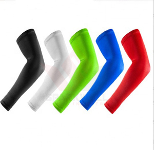 Cycling Arm Sleeves <b>Black</b> 100% Polyester Anti-UV Compression Unisex Adults Seamless Plain Dyed In-Stock - Product Image 2