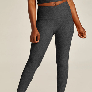 Solid Color Breathable Quick Dry Lightweight Women Yoga Leggings Good Quality Mid Elastic Waist Women Yoga Leggings - Product Image 4