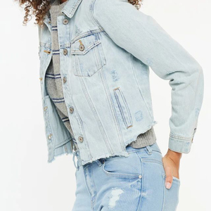 New Arrival Women's Formal Denim Jacket Canvas Button Pattern Slim Fit OEM Custom Design Wholesale Streetwear - Product Image 3