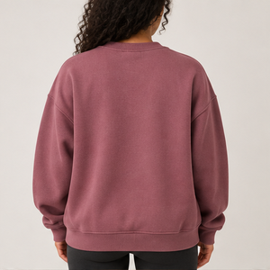 Sudadera de cuello redondo para mujer, color morado polvoriento, con letras estilo universitario, manga larga, hombros caídos, logotipo personalizado - Product Image 5