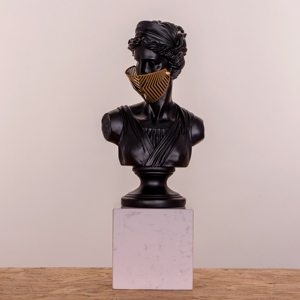 Escultura Moderna de Busto de Diosa Griega, Estatua de Venus de Resina Negra con Máscara Dorada, Decoración Nórdica Minimalista para el Hogar, Estética de Lujo - Product Image 4