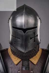 Casco de Barbuta Negro Hecho a Mano, Armadura Medieval de Caballero, Traje Completo de Acero, Armadura Gótica, Conjunto de Placas de Acero para Cosplay, Estilo Antiguo y Moderno - Product Image 3