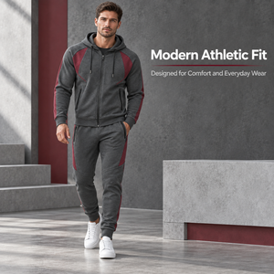 Premium 350 GSM Cotton Blend Fleece <b>Men</b>’s Tracksuit Custom Logo Hooded Jacket Jogger <b>Set</b> OEM Private Label Sportswear - Product Image 4