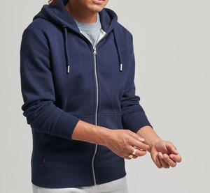 Sweat à capuche en polaire pour homme avec fermeture éclair intégrale et poches kangourou – Bleu marine - Product Image 5