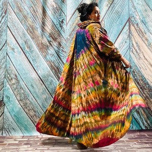Kimono de plage pour femme en viscose/coton tie-dye - Écologique, séchage rapide, grande taille, coupe haute, style bohème, vêtements de resort - Product Image 5