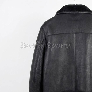 Vestes en cuir pour hommes sur mesure, vestes en peau de mouton doublées de fausse fourrure, vestes aviateur bomber en gros - Product Image 6